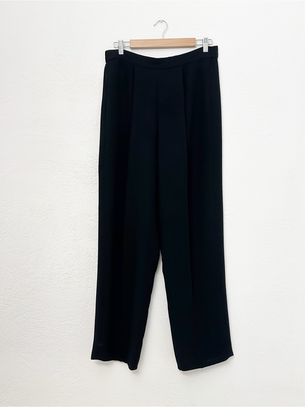 Vintage 70s 80s Black Pants High Waist Pleated Tapered Mom Pants Womens Size 10